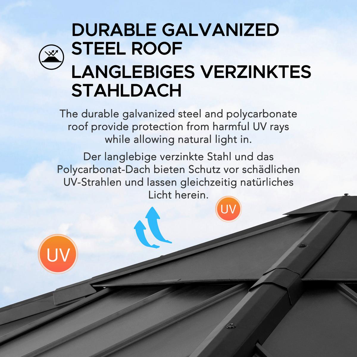 Pavillon Gazebo Rapi Anthrazit/Naturfarben - Anthrazit, Basics, Metall (273/274/273cm) - Modante
