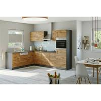 Eckküche Winkelblock ohne Geräte ca. 210x270 cm Eiche - Eichefarben/Anthrazit, MODERN, Holzwerkstoff/Metall (210/270cm) - Held