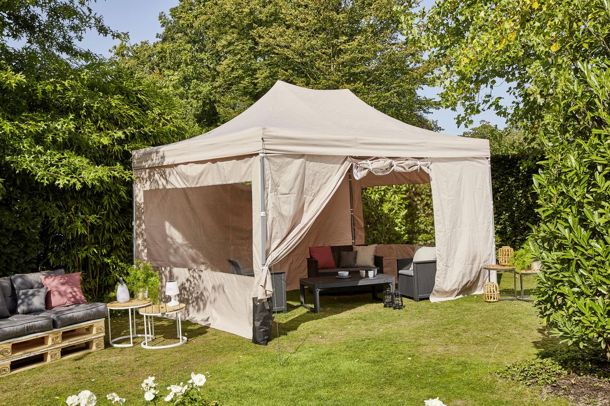 Pavillon L30551 450x300 cm Seitenteilen + UV-beständig - Taupe, KONVENTIONELL, Textil (450/330/300cm) - Siena Garden