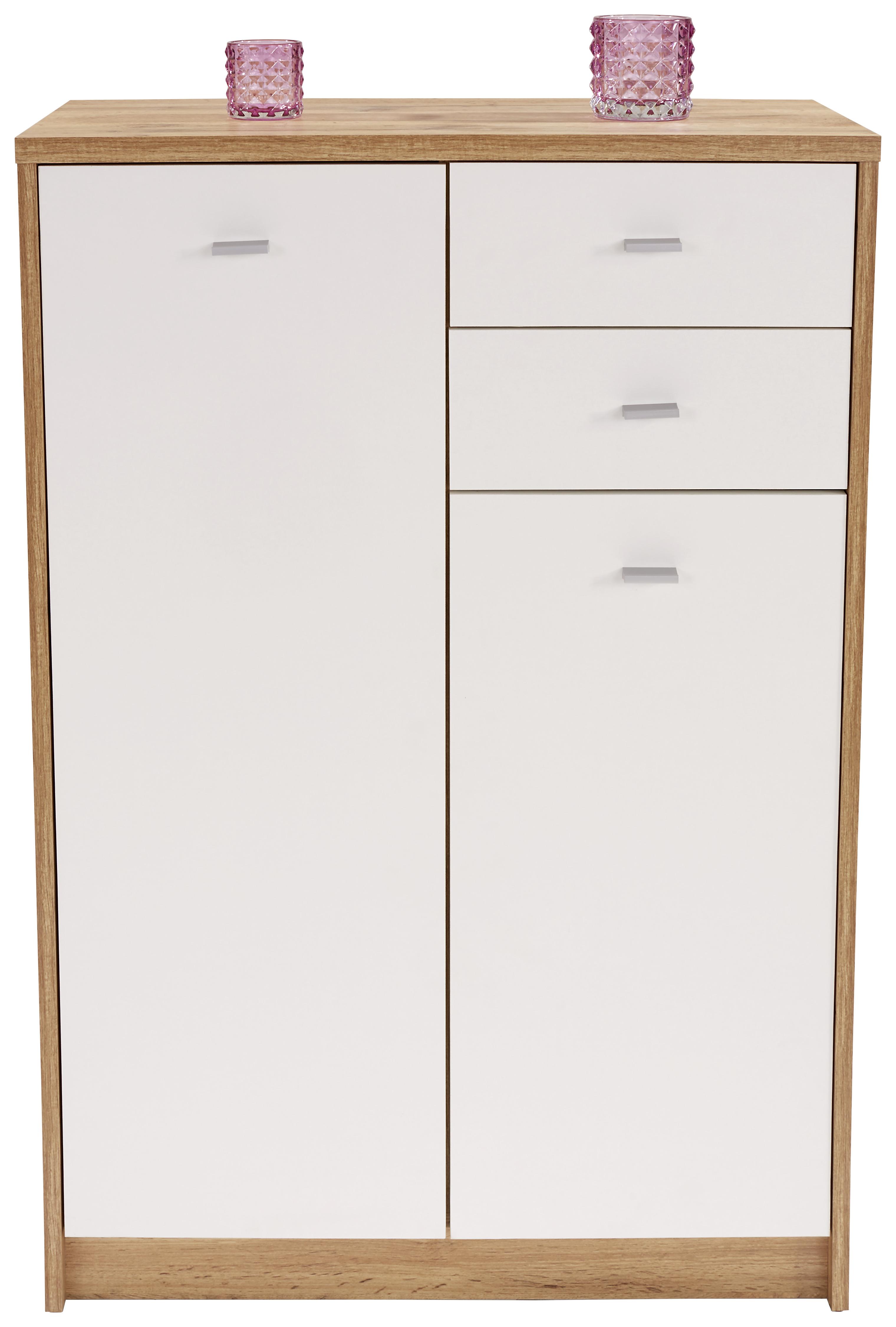 Komoda 4-you New, Bela, Barva Hrasta - barve kroma/črna, Moderno, umetna masa/leseni material (74/111,4/35cm) - Mömax