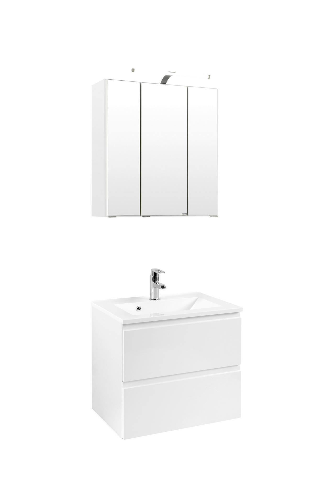 Badezimmer Cardiff ca. 60 cm Weiß mit LED - Weiß, Design, Holzwerkstoff (60cm) - Held