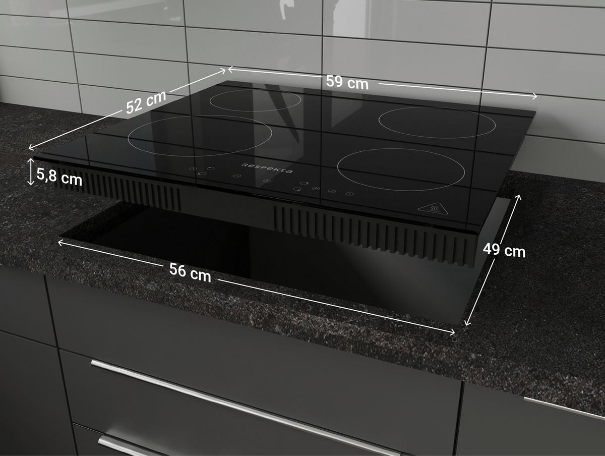 Backofenset ASET7004295l ca. 59,5/59,5/56,5 cm Schwarz - Schwarz, Trend, Glas/Metall (59,5/59,5/56,5cm) - Respekta