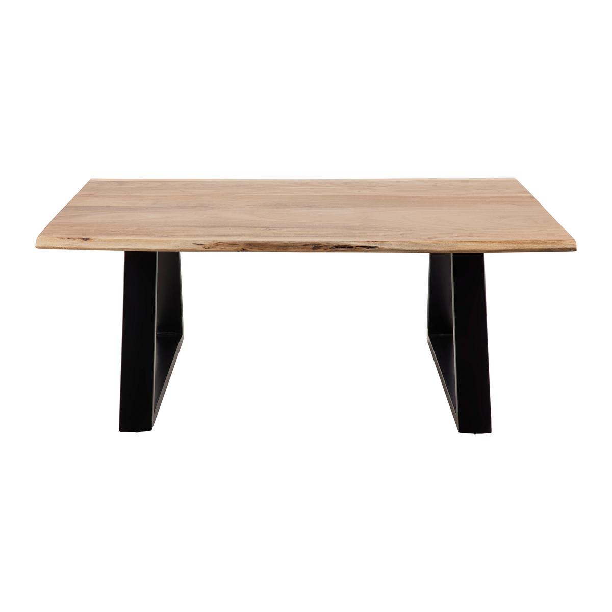 Klubska Miza Nando, Barva Akacije, 120x70 - črna/barve akacije, Moderno, kovina/les (120/70/47cm) - Bessagi Home
