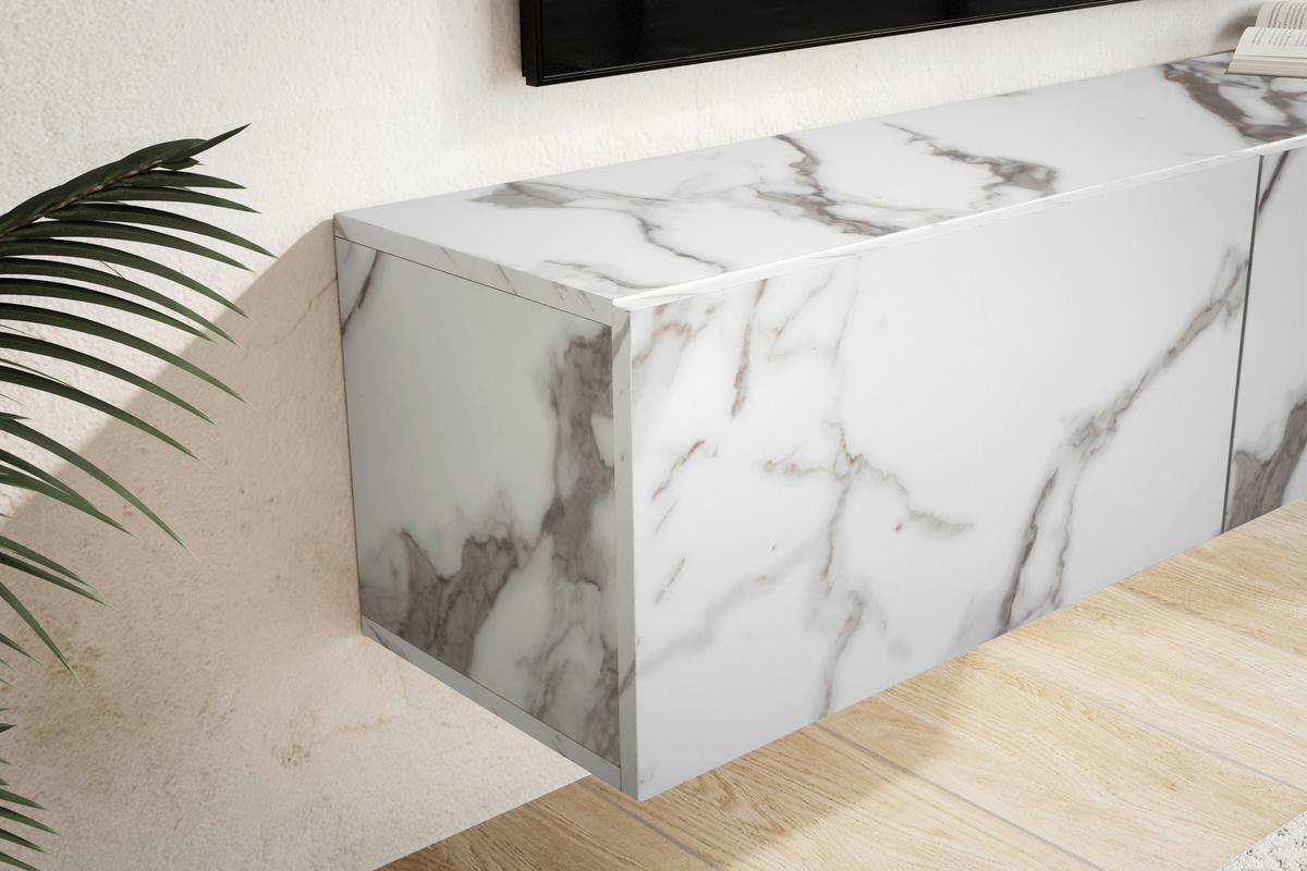 Nizka Omarica Marble, Videz Marmorja - bela, Design, leseni material (120/30/30cm) - MID.YOU