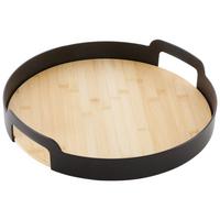 Serviertablett Betty Rund Schwarz/Natur - Schwarz, MODERN, Naturmaterialien/Kunststoff (37,5/7cm) - Mömax