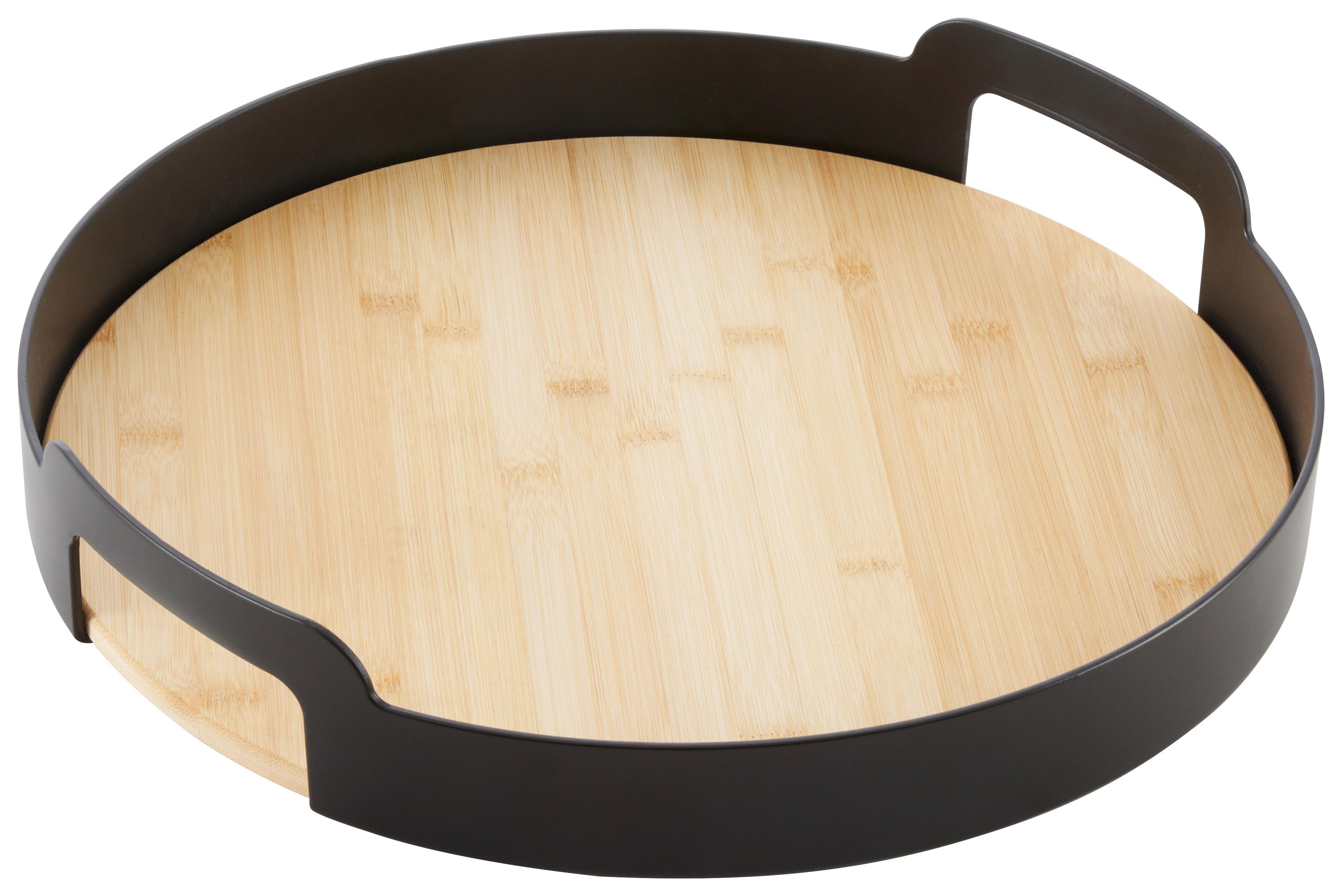SERVERINGSBRICKA BETTY RUND - svart, Modern, plast/naturmaterial (37,5/7cm) - Mömax