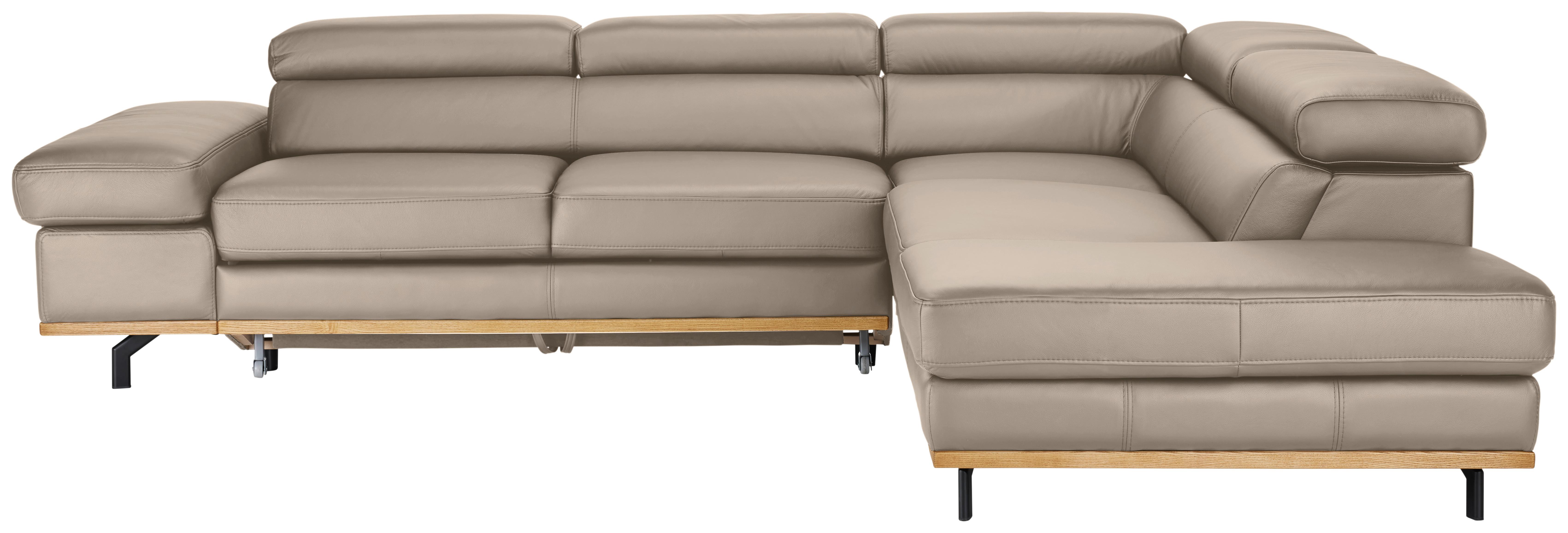 Wohnlandschaft Carmen rechts Creme - Creme/Schwarz, MODERN, Leder/Holz (292/72/226cm) - Premium Living