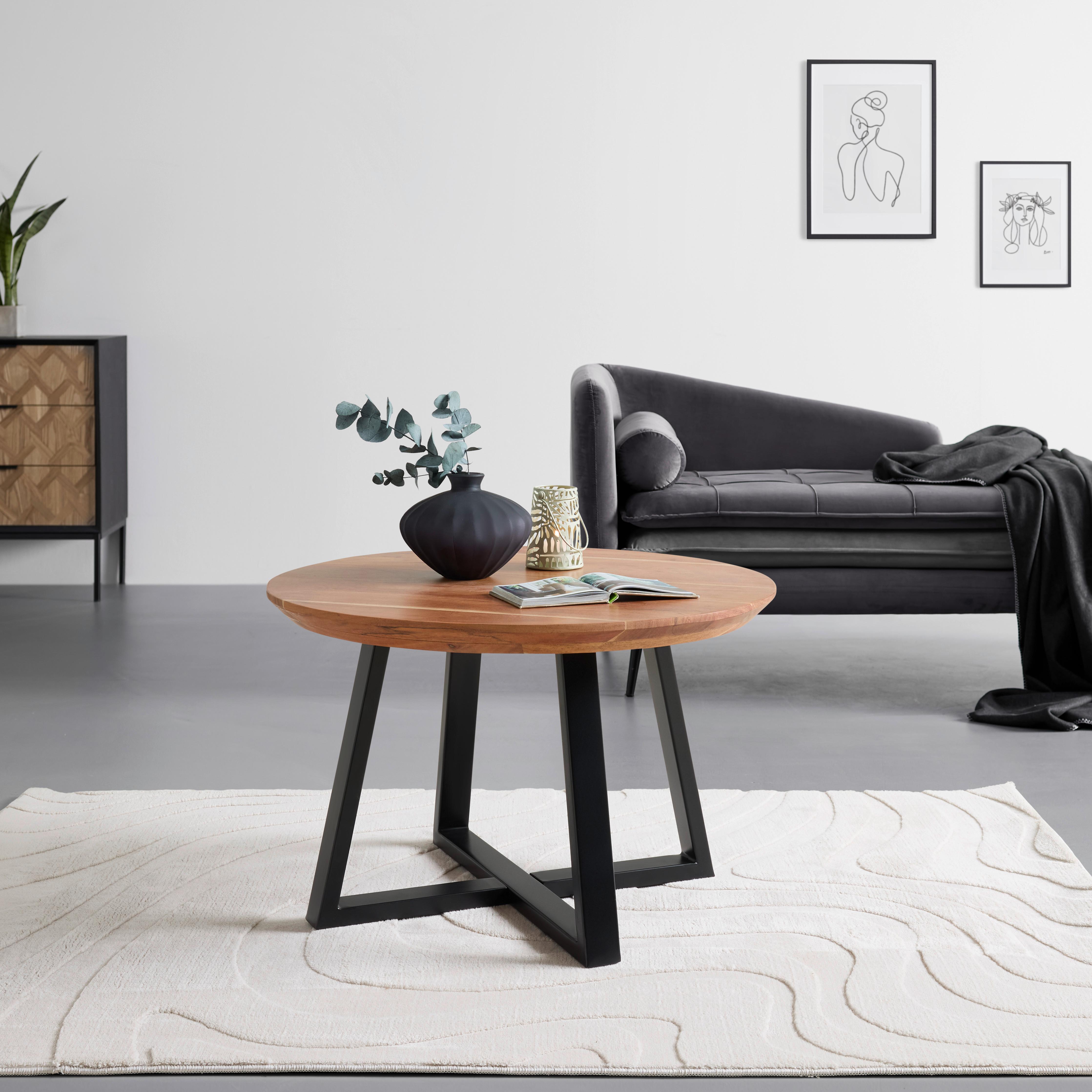 SOFFBORD SAFAGA - svart/naturfärgad, Natur, metall/trä (70/70/45cm) - Zandiara