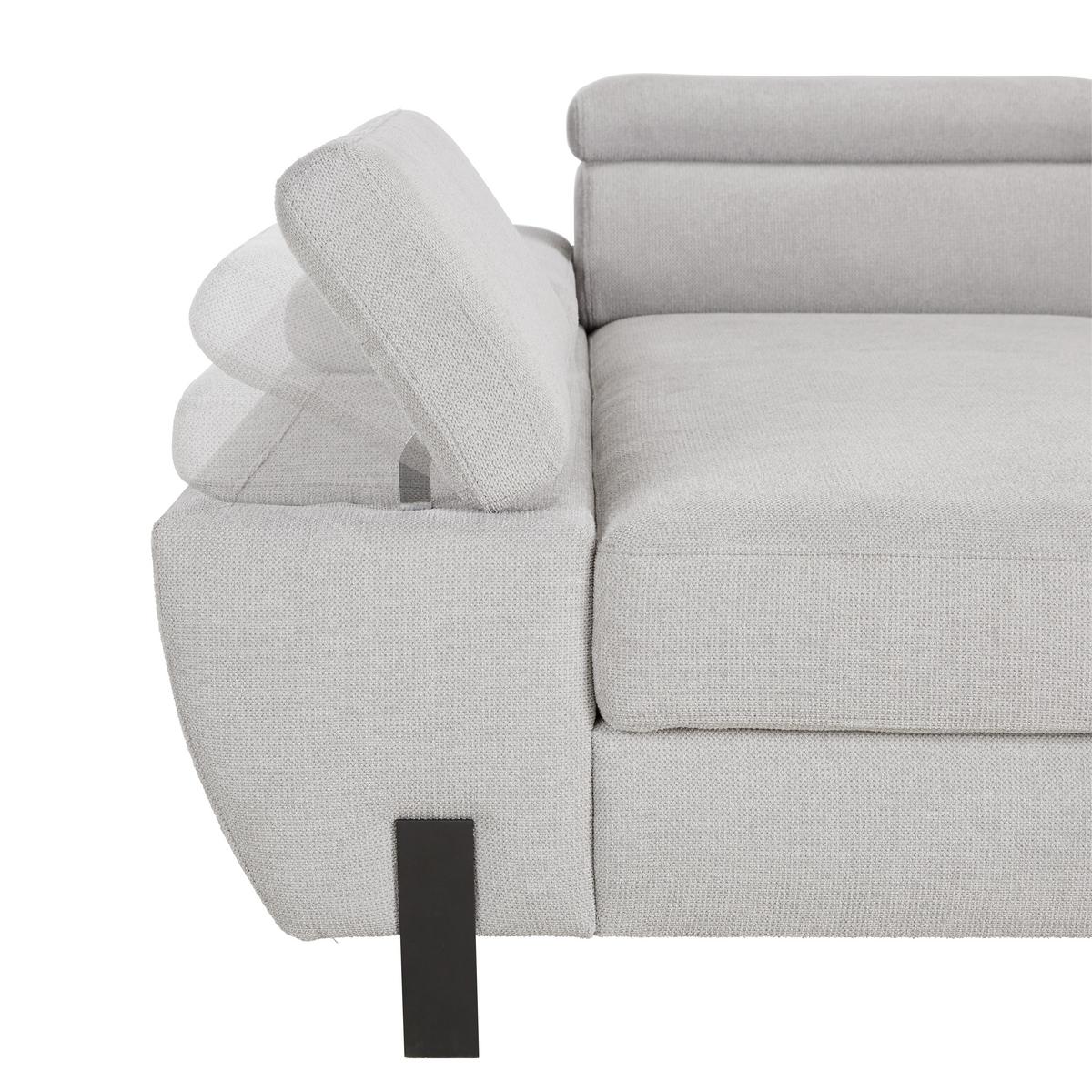 Sedežna Garnitura Molina Mini, Z Ležiščem - črna/svetlo siva, Moderno, kovina/tekstil (189/277cm) - Premium Living