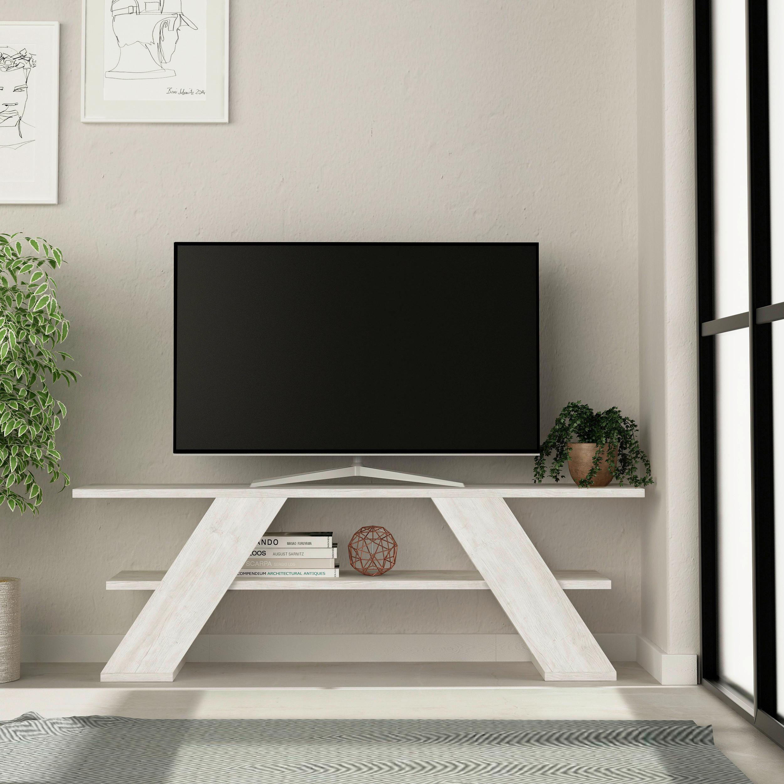 Phonotisch Farfalla ca. 120x40x34 cm Grauweiß - Grauweiß, Design, Holzwerkstoff (120/40/33.5cm) - Livetastic
