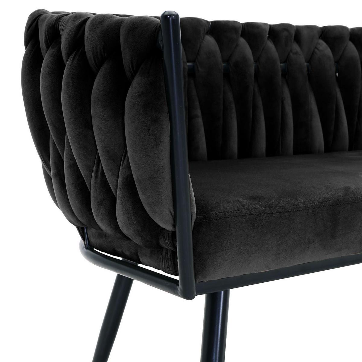 ŁAWKA WEAVY - czarny, Modern, metal/tkanina (130/78/55cm) - Livetastic