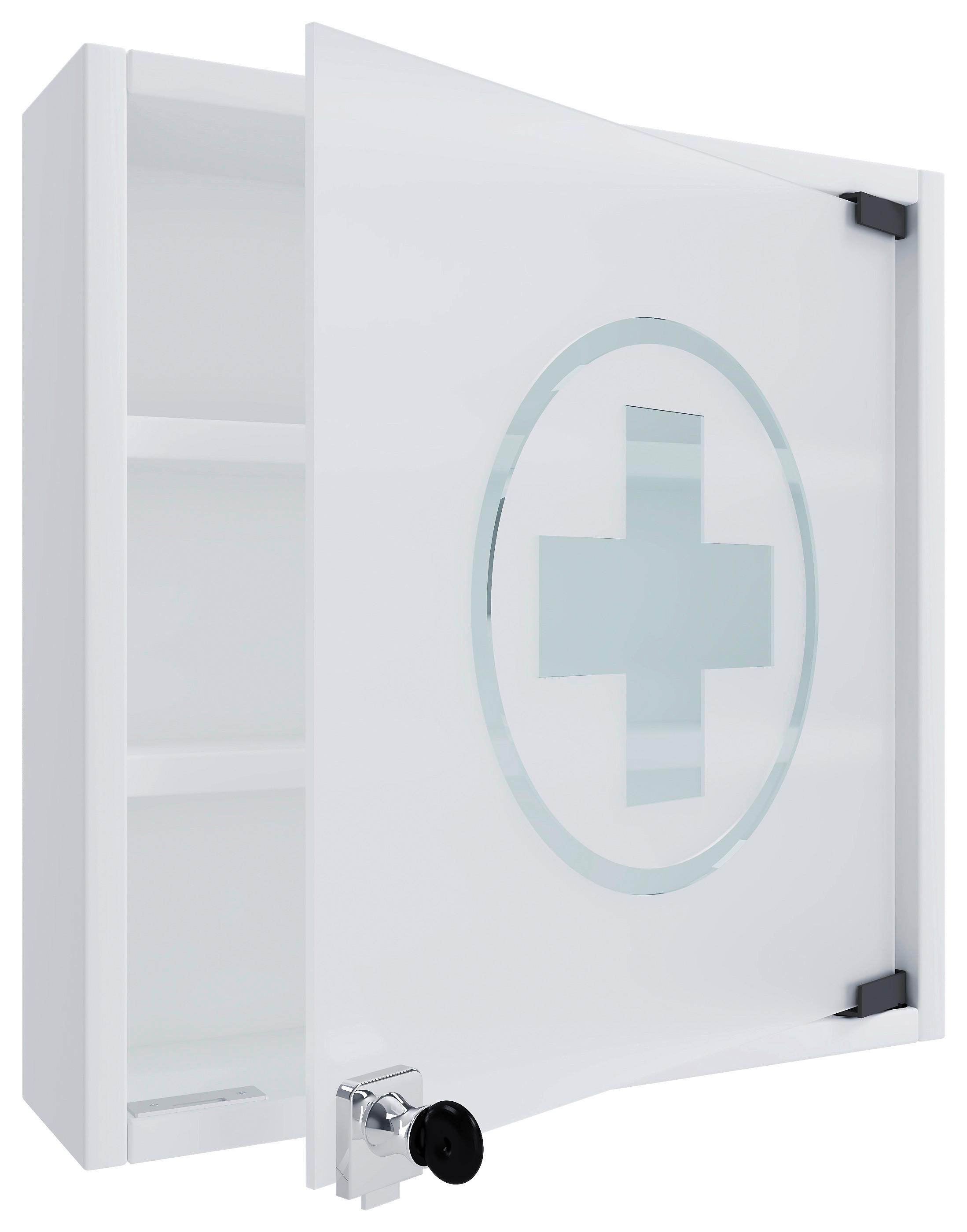 Omarica Za Zdravila Hustila S, Bela - bela, Moderno, steklo/leseni material (40/32/10cm) - MID.YOU