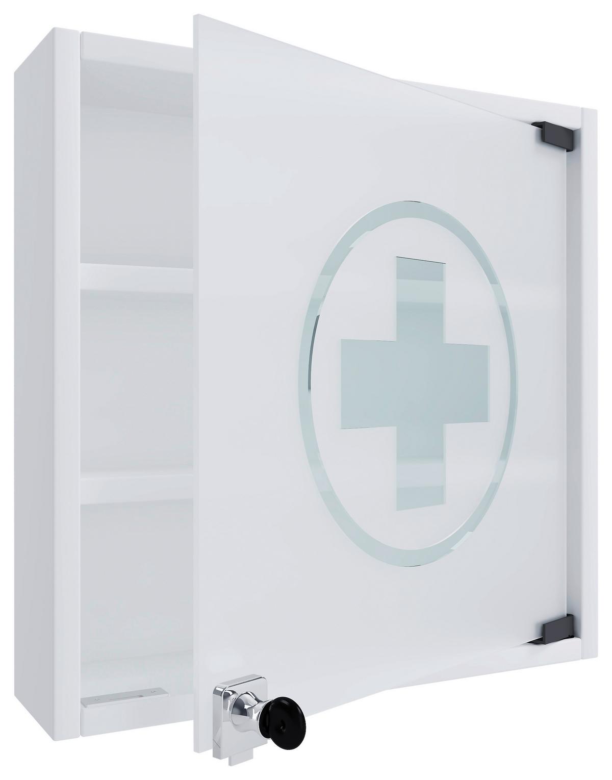 Omarica Za Zdravila Hustila S, Bela - bela, Moderno, steklo/leseni material (40/32/10cm) - MID.YOU