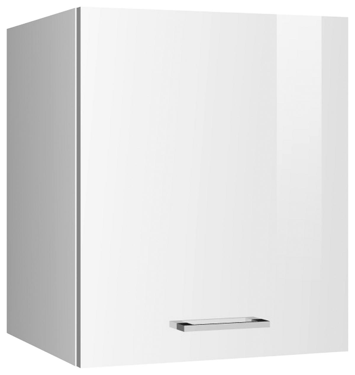 Küchenoberschrank Mailand Weiß Hochglanz - Weiß Hochglanz/Silberfarben, MODERN, Holzwerkstoff/Metall (50/57/34cm) - Held