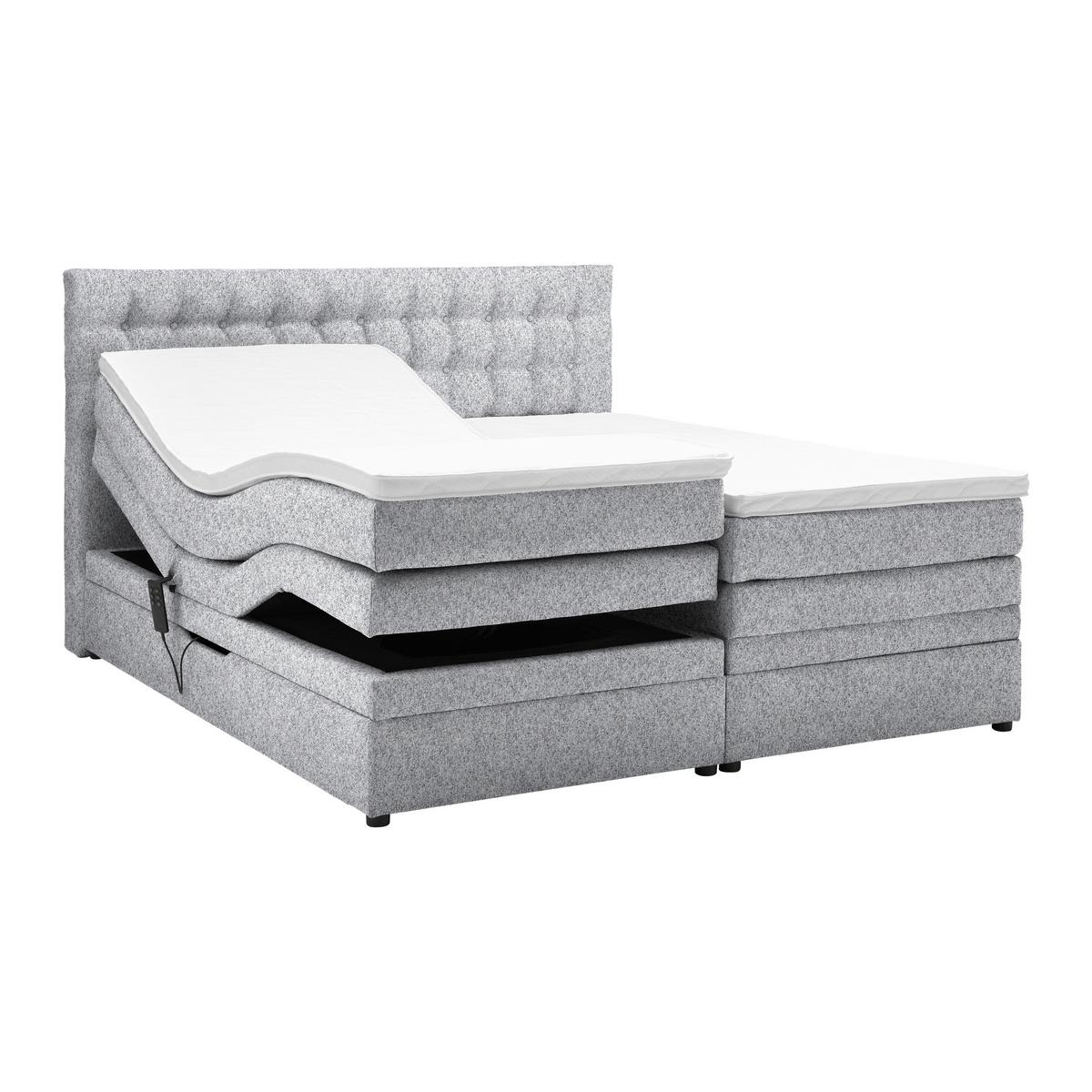 Boxspringbett Luzern Grau ca. 160x200cm - Schwarz/Grau, KONVENTIONELL, Kunststoff/Textil (160/200cm) - Premium Living