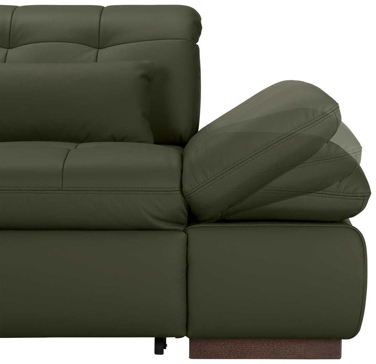 Wohnlandschaft Sanfino Leder Anthrazit - Chromfarben/Anthrazit, KONVENTIONELL, Leder/Metall (199/79-96/305cm) - Premium Living