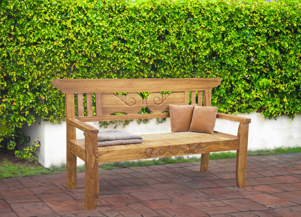 Gartenbank Padar Teak 3-Sitzer - Braun, Basics, Holz (163,5/97/61cm) - Gardenson