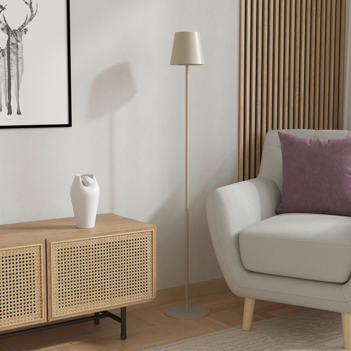 AKUMULATOROWA LAMPA STOJĄCA FORT LAUDERDALE *SBN* - kolor piaskowy, Design, tworzywo sztuczne/metal (22/130cm) - Novel