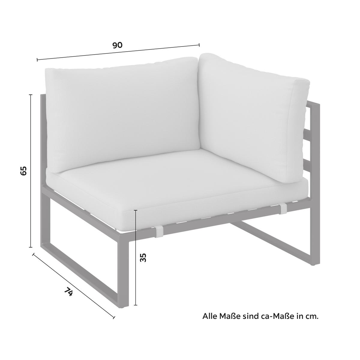 Loungegarnitur Valentina Hellgrau Metall/Textil/Glas - Hellgrau/Schwarz, Modern, Glas/Textil (90/65/74cm) - Bessagi Garden