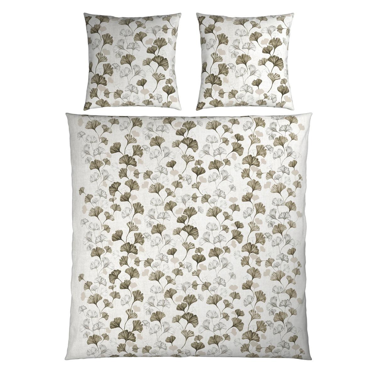 Bettwäsche Yuki XXL Weiß/Grün ca. 200x200cm - Weiß, MODERN, Textil (200/200cm) - Mömax