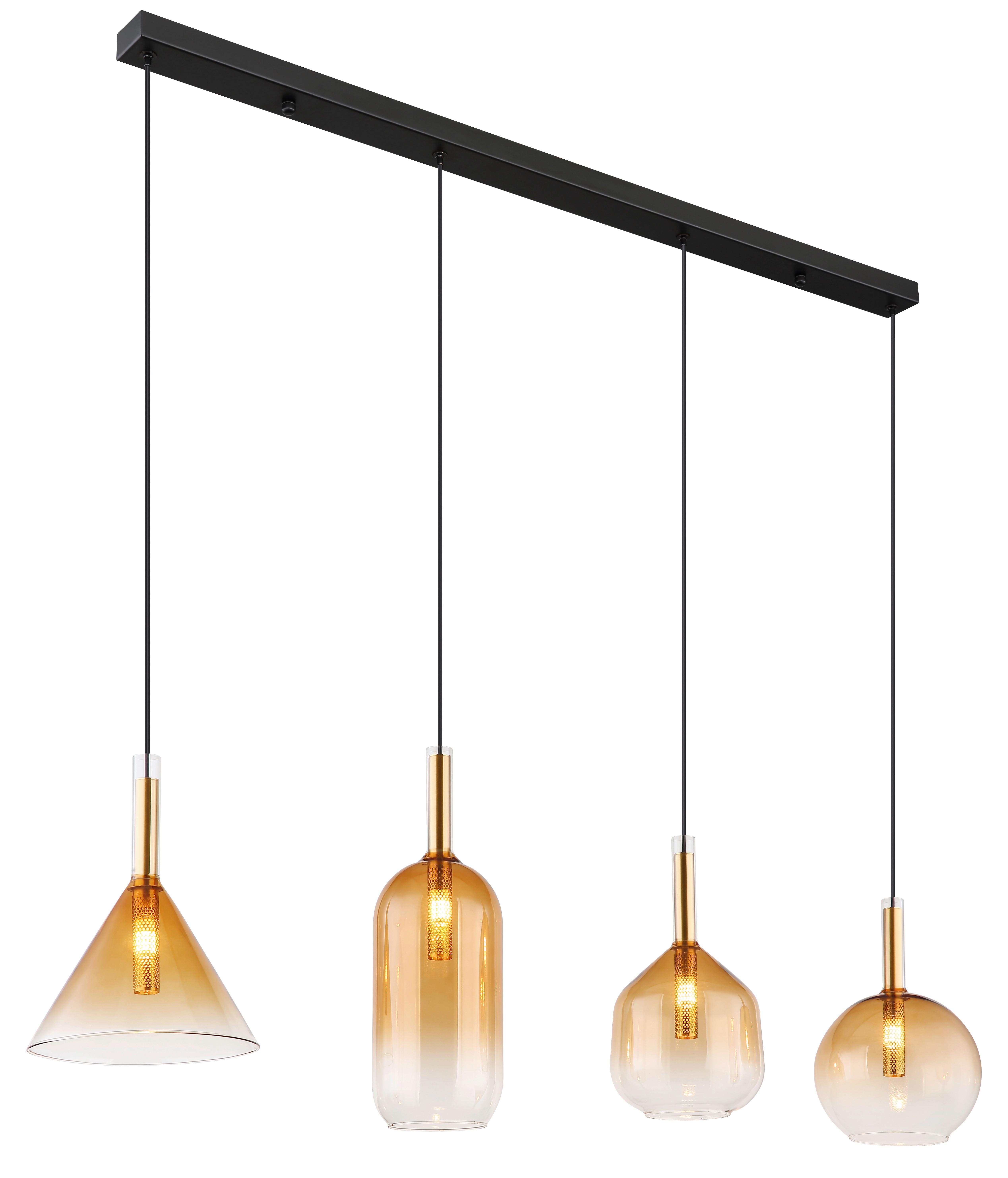 Viseča Svetilka 16044-4h - črna/prozorno, Konvencionalno, kovina/steklo (112/20/120cm) - Globo