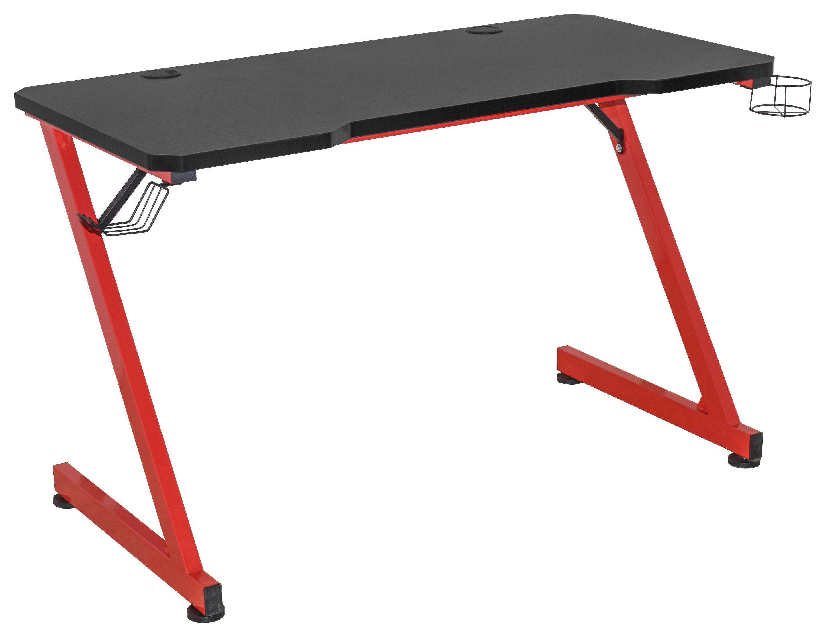 Gaming Miza Graz, 120x60, Črna, Rdeča - rdeča/črna, Moderno, kovina/leseni material (120/75/60cm)