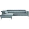 Ecksofa Emma links Hellblau - bleu clair/noir, Modern, textile (210/47/301cm) - Premium Living