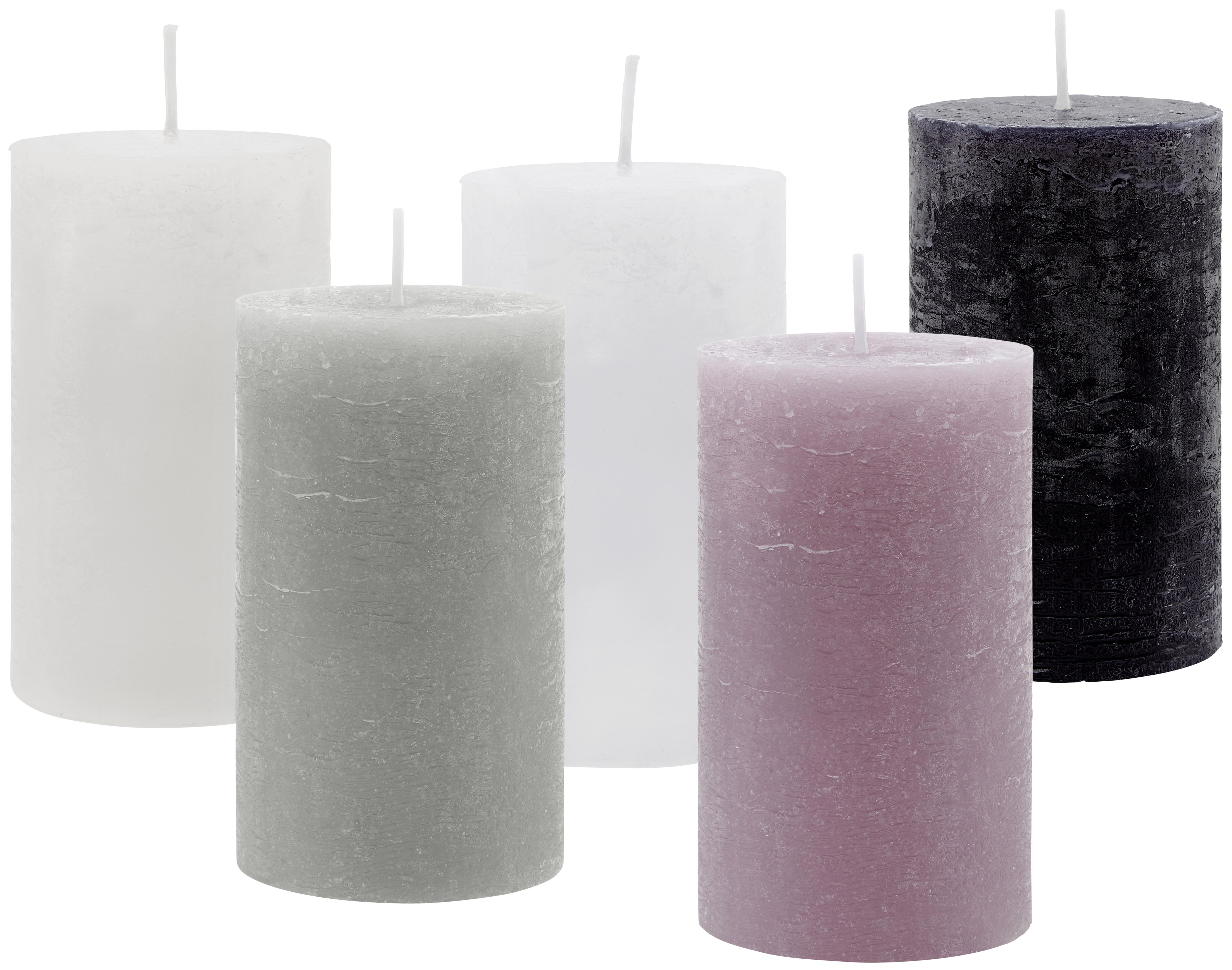 Stumpenkerze Lia in Mauve - Violett, MODERN (6,8/12cm) - Premium Living
