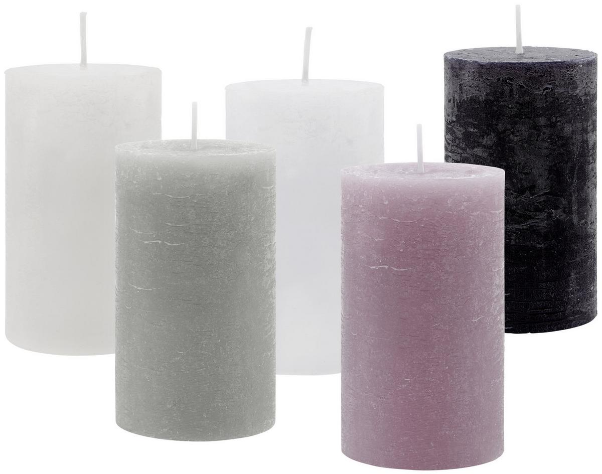 Stumpenkerze Lia Mauve - Violett, MODERN (6,8/12cm) - Premium Living