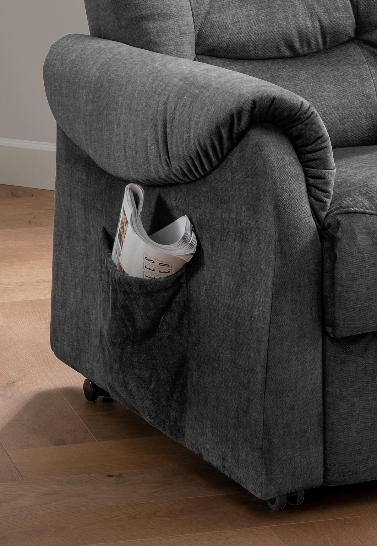 Fernsehsessel Nino Dunkelgrau Velours - Dunkelgrau/Schwarz, Design, Kunststoff/Textil (78/107/93cm) - Livetastic