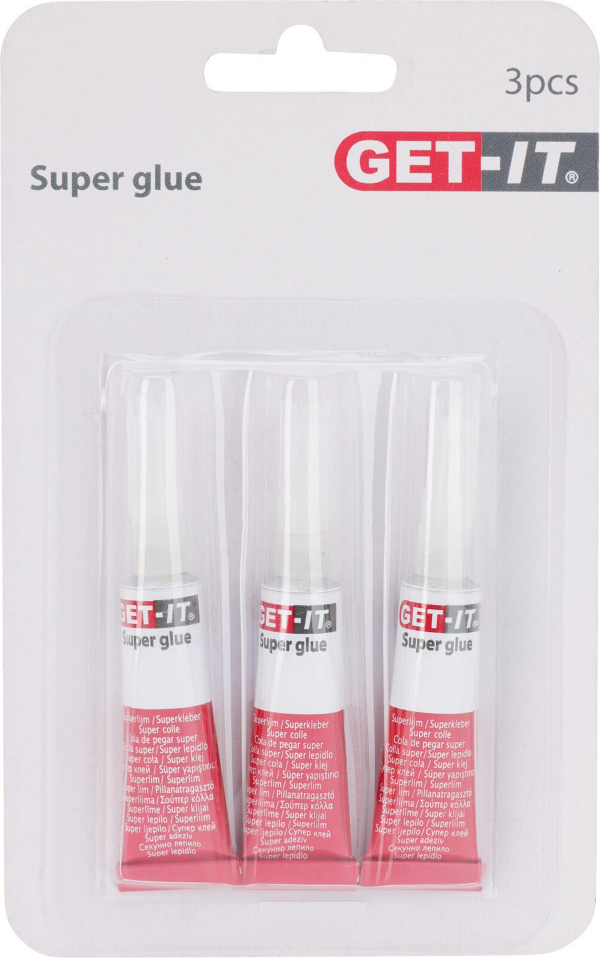 Pillanatragasztó Superlijm 3x3g Get It Line - fehér, műanyag