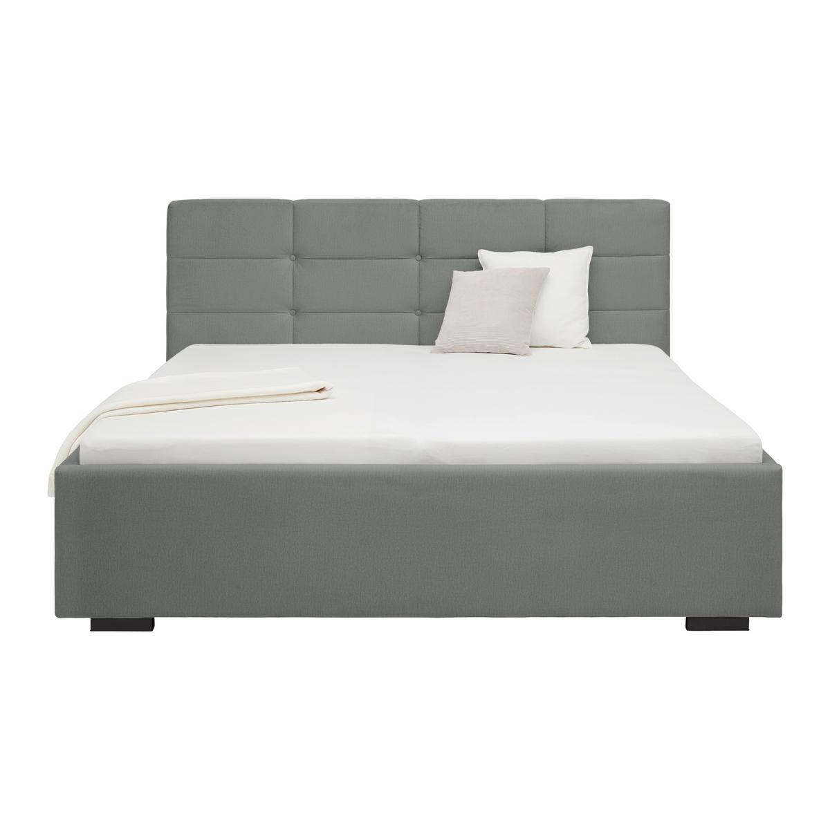 Oblazinjena Postelja Nelo, Siva, 180x200 - siva/črna, Konvencionalno, umetna masa/tekstil (180/200cm) - Mömax