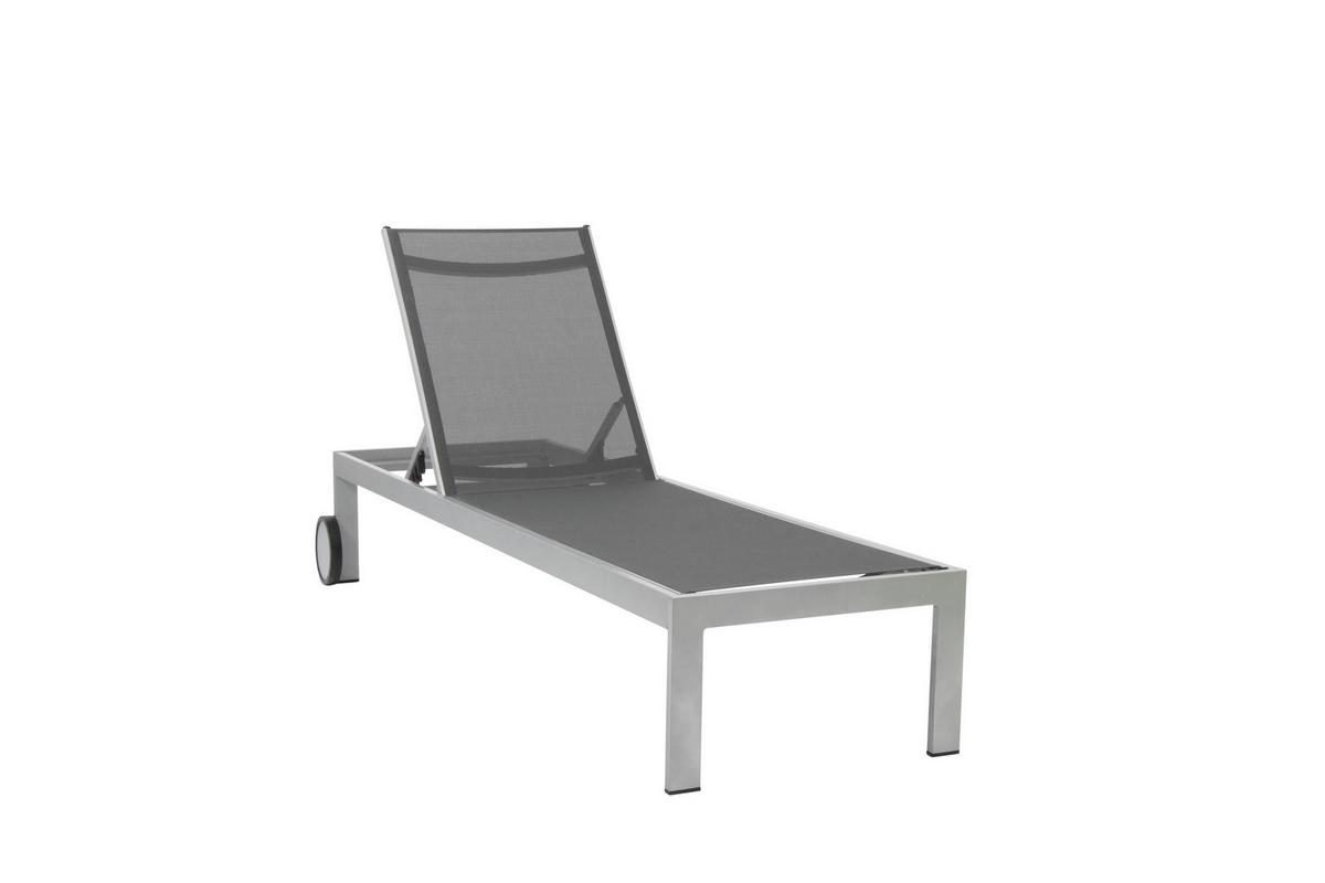 Ležalnik Rimini, Siva - platinaste barve/barve grafita, Basics, kovina/tekstil (198/60/35cm) - Acamp