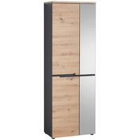 Garderobna Omara Memphis, Hrast, Temno Siva, Ogledalo - barve hrasta/barve grafita, Moderno (65/192/38cm) - Mömax