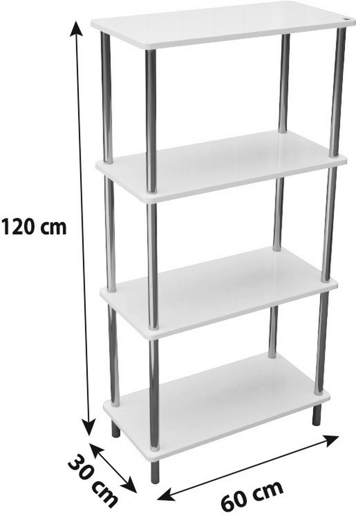 Polica Tim 2 - bijela/boje kroma, Moderno, drvni materijal/drvo (60/120/30cm) - Modern Living