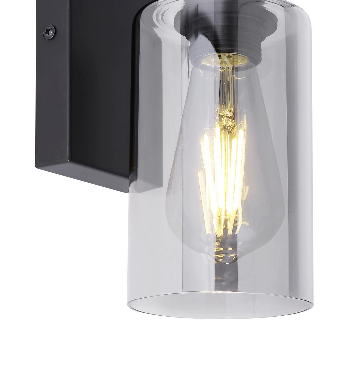 Wandleuchte 15465W in Grau max. 60 Watt - Schwarz/Grau, Design, Glas/Metall (10/15/23cm) - Globo