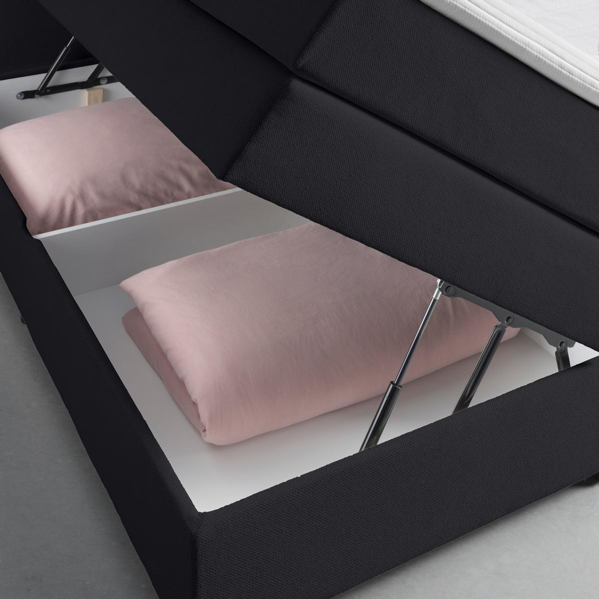 Boxspringbett Papilon Schwarz ca. 180x20cm - Zinkfarben/Schwarz, KONVENTIONELL, Holz/Holzwerkstoff (180/200cm) - Premium Living