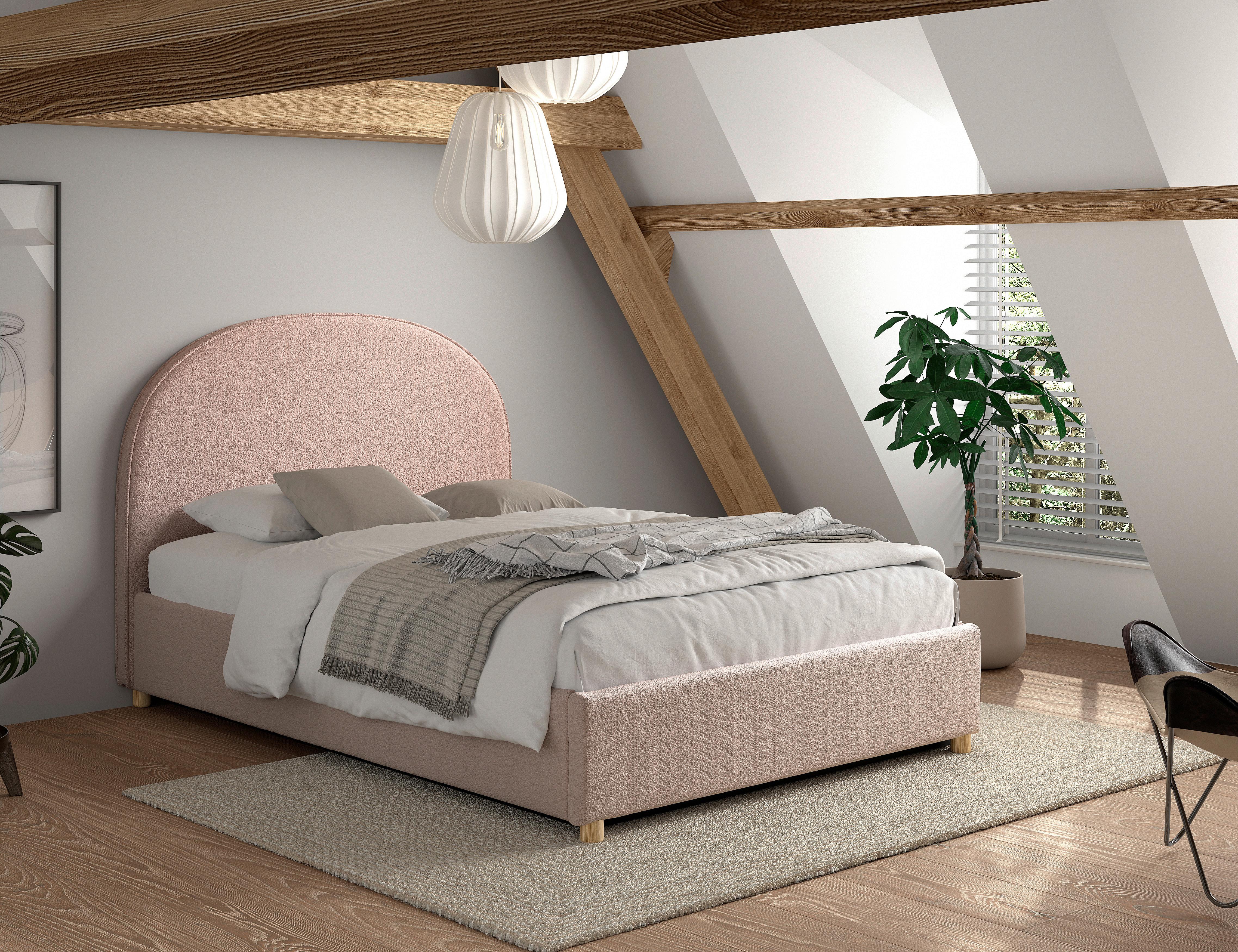 Kinder-/Juniorbett MOON Rosa ca. 140x200 cm Bouclé - Naturfarben/Rosa, ROMANTIK / LANDHAUS, Holz/Textil (140/200cm) - Vipack