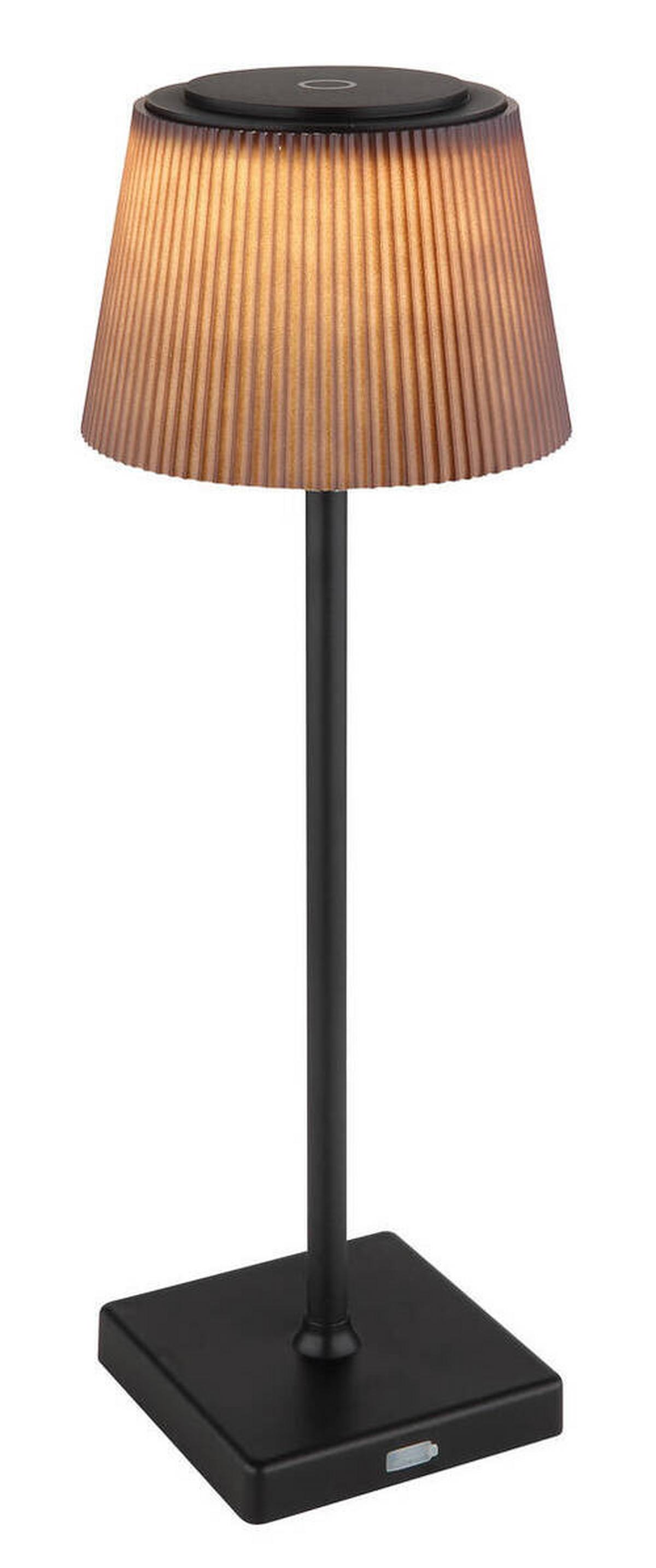AKKU-TISCHLEUCHTE 58434BB - Schwarz/Braun, Design, Kunststoff/Metall (13/38cm) - Globo