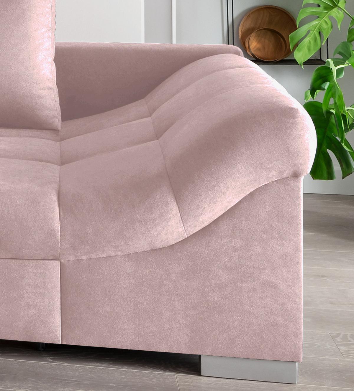 Wohnlandschaft Alvito Rosa Nylon/Mikrofaser - Silberfarben/Rosa, Design, Holz/Textil (202/298cm) - MID.YOU