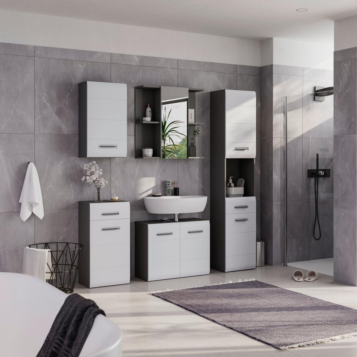 Viseći Element Pearl New - bijela/antracit, Konvencionalno, drvni materijal/plastika (40/70/22,6cm)
