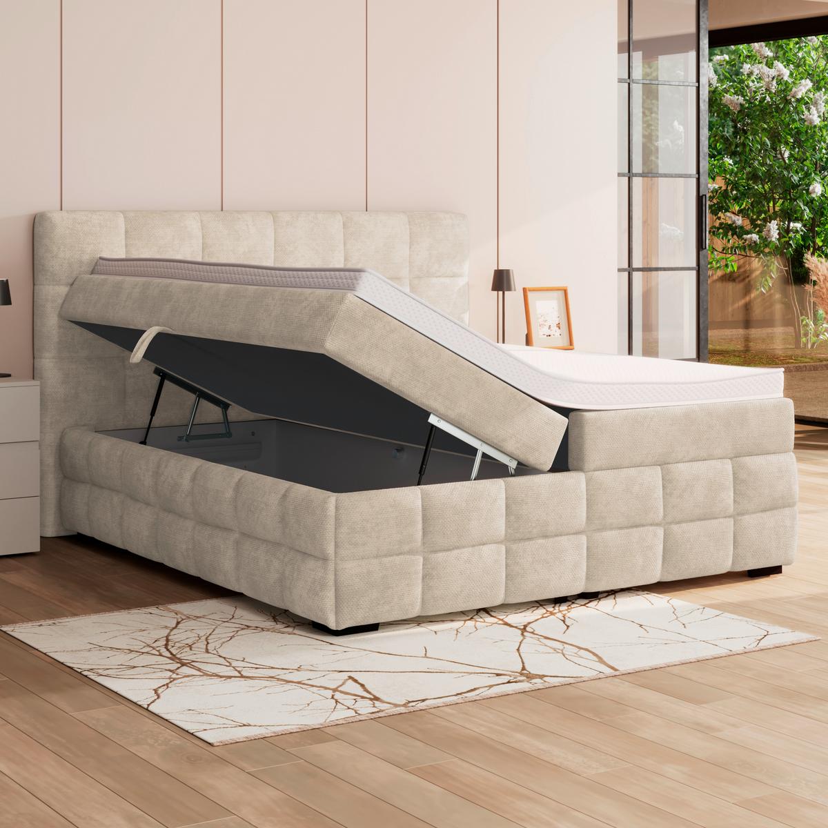 PAT BOX VEGA - alb/verde, Trend, lemn/textil (160/200cm) - Modern Living