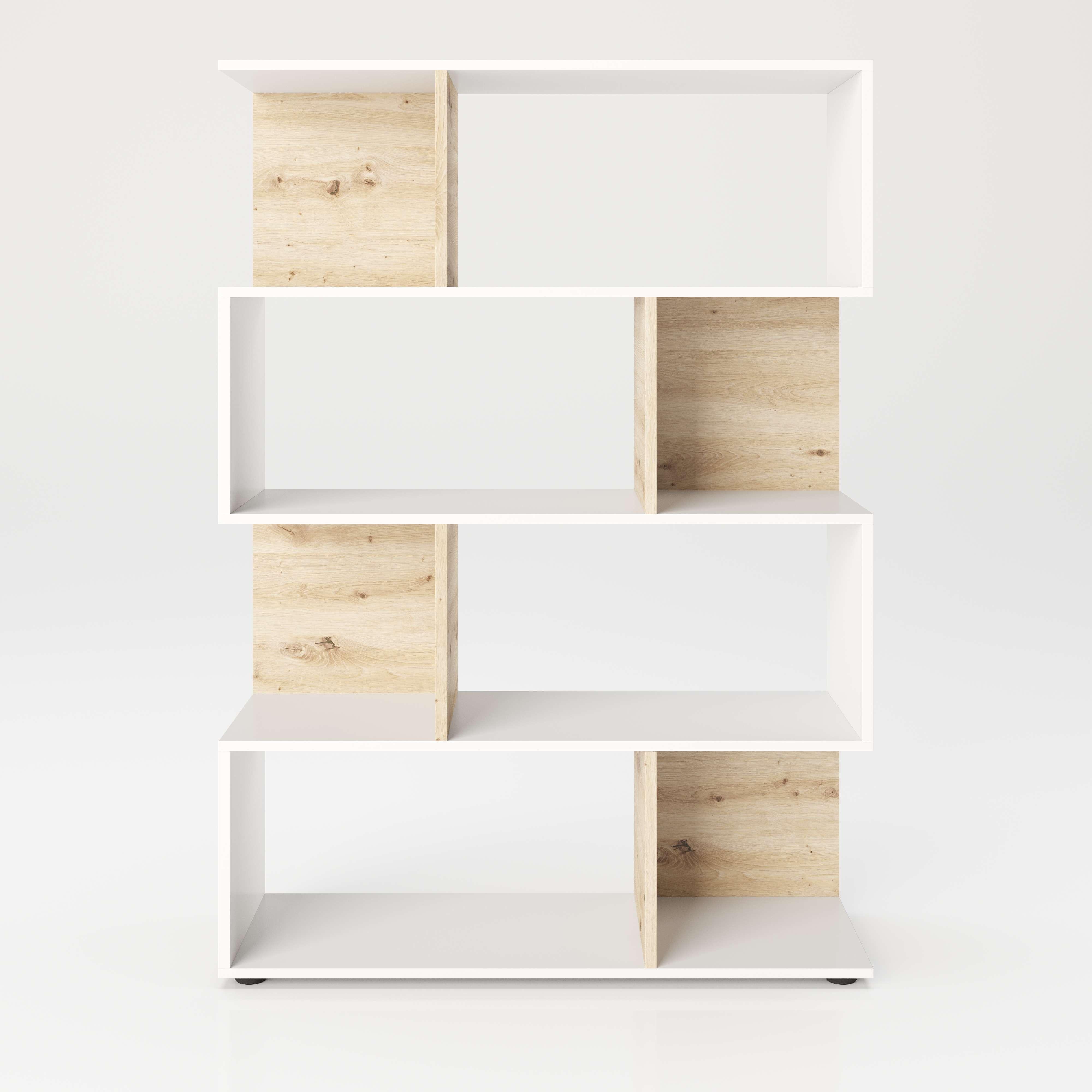 Regal Shelfy 8 Fächer ca. 103x146 cm Weiß/Eiche - Weiß/Eiche Artisan, MODERN, Holzwerkstoff (103/146/36cm) - MID.YOU