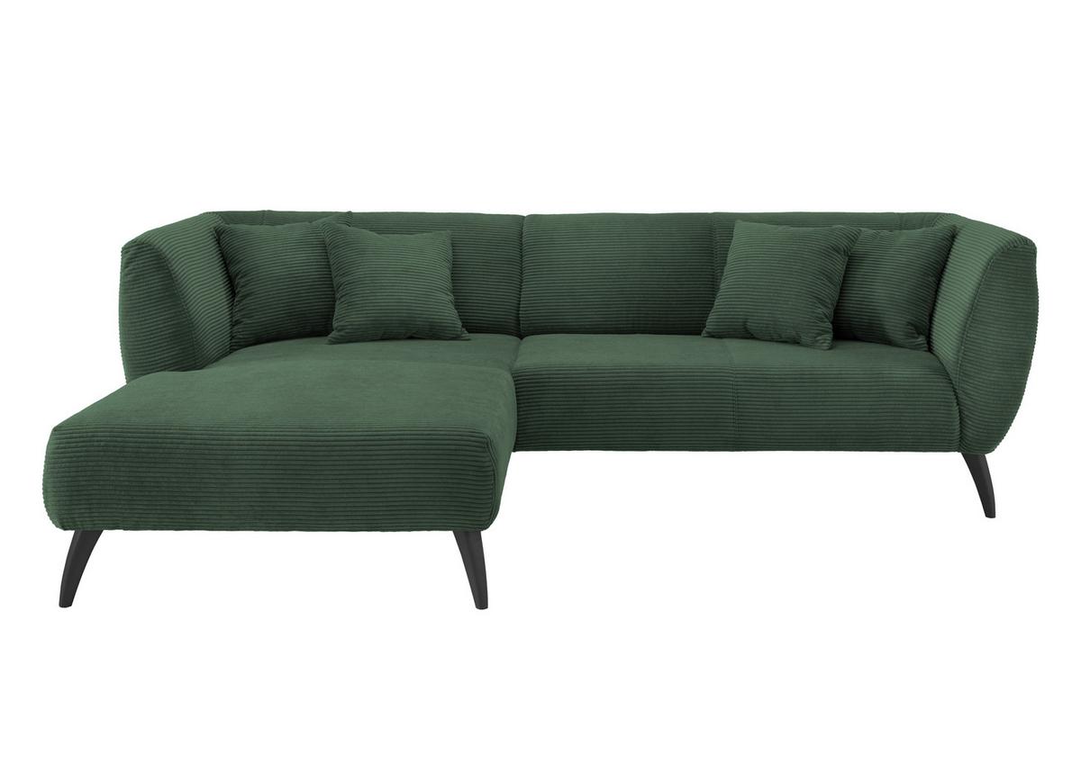 Wohnlandschaft Colori Dunkelgrün Cord - Dunkelgrün/Schwarz, MODERN, Holz/Textil (160/264cm) - MID.YOU