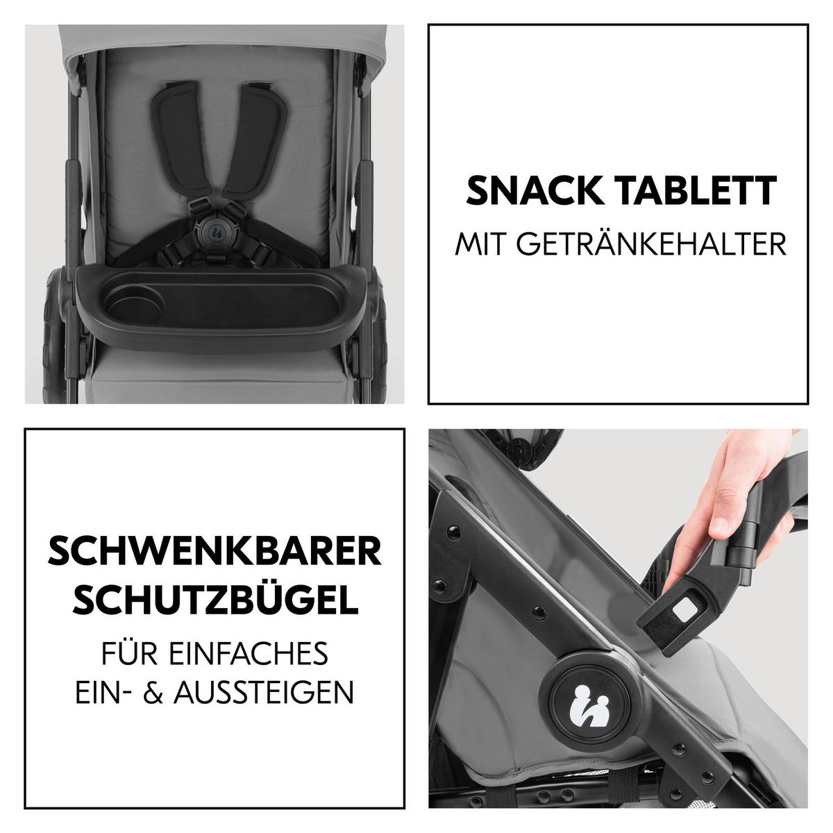 WÓZEK DZIECIĘCY - ZESTAW SHOP N CARE TRIO SET - czarny/szary, Basics, tworzywo sztuczne/metal (52/110/91cm) - Hauck