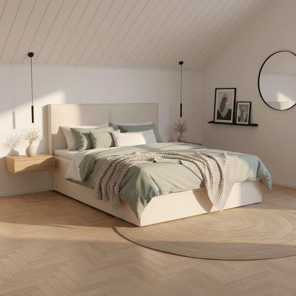 Postelja Z Vzmetnico Imola, Krem, Z Nadvložkom, 160x200 - črna/krem barve, Moderno, umetna masa/tekstil (160/200cm) - Bessagi Home