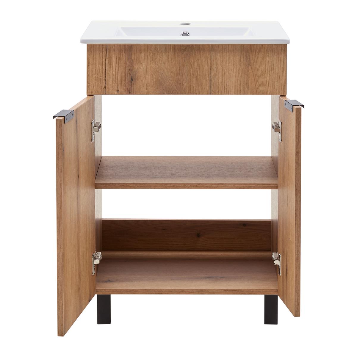 Waschtischkombi Napoli Evoke Eiche - Schwarz/Weiß, MODERN, Keramik/Holzwerkstoff (60/78/45cm) - Mömax