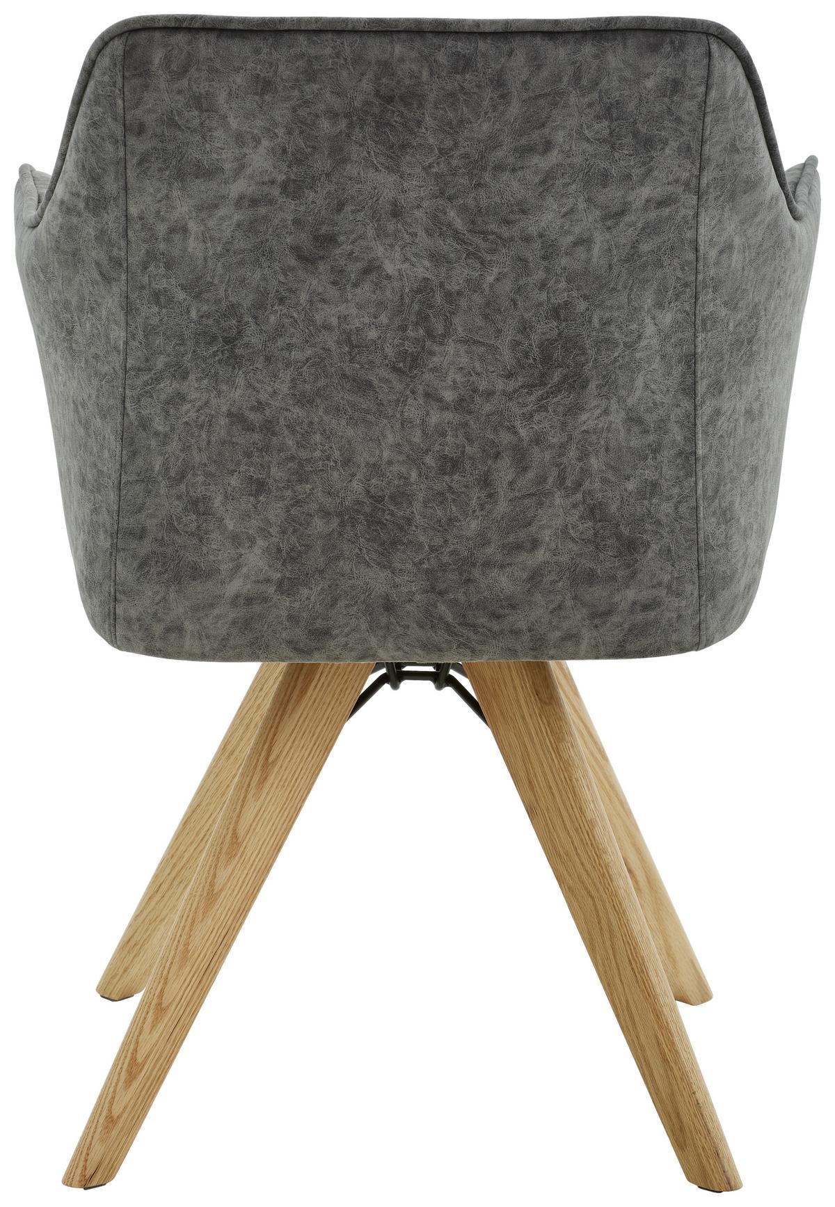 KRZESŁO Z PODŁOKIETNIKAMI EASY - antracytowy/kolor naturalny, Konventionell, tkanina/drewno (64/86,5/58cm) - Livetastic