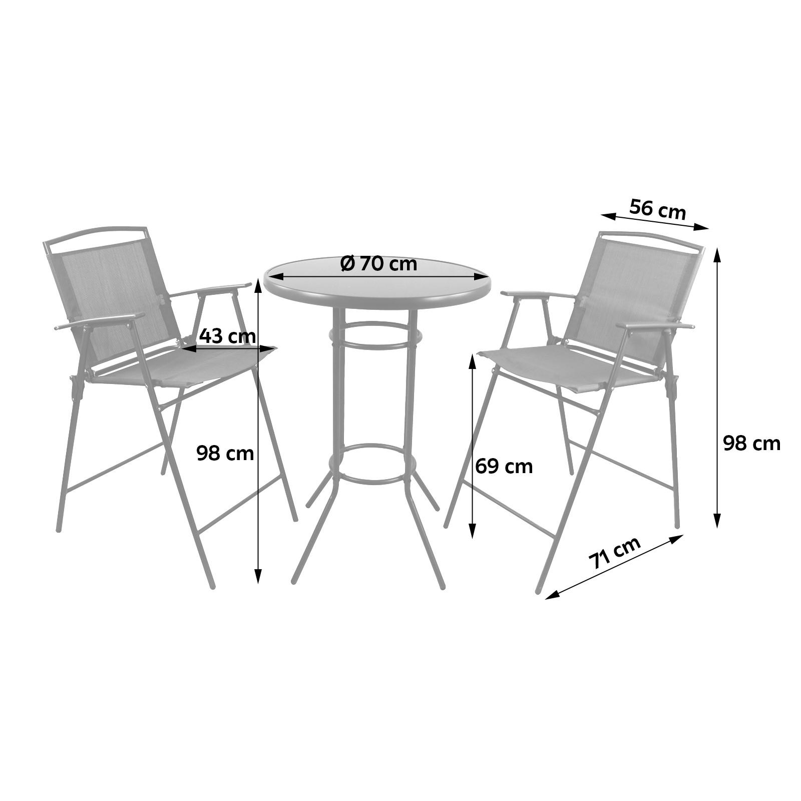 Vrtni Barski Set Garlos, 3-Delno - antracit, Moderno, kovina/umetna masa - Ambia Garden