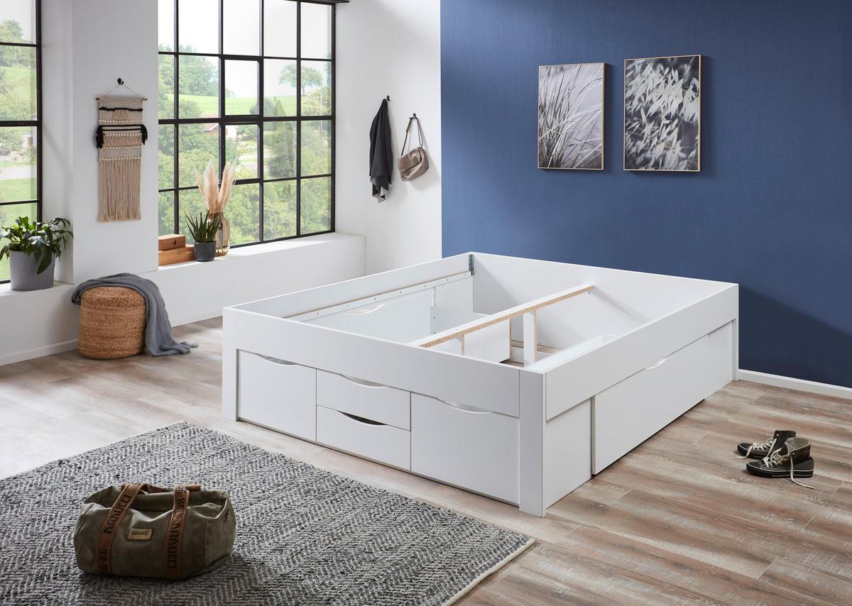 Krevet S Prostor. Za Odlaganje Noah - bijela, Konvencionalno, drvni materijal (180/200cm) - Modern Living